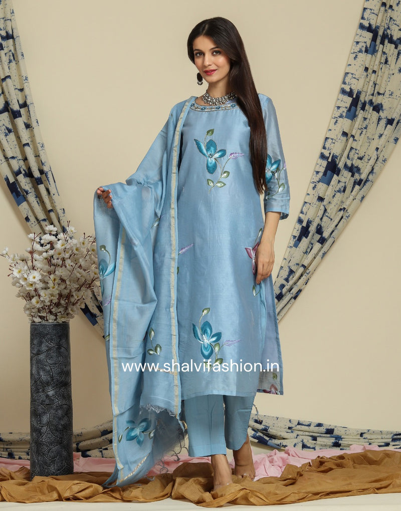 Shop hand painted maheshwari silk suits in jaipur (CSS100)