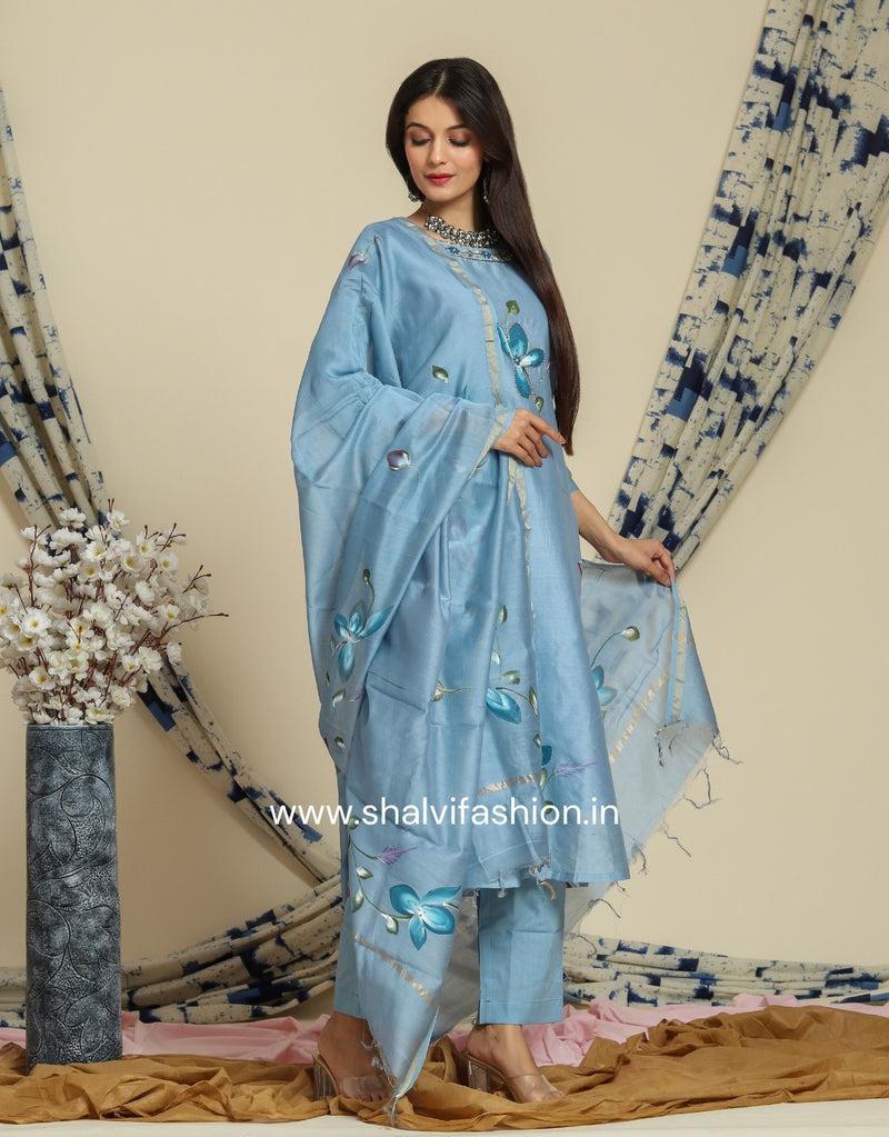 Shop hand painted maheshwari silk suits in jaipur (CSS100)