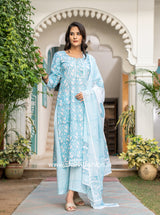 Shop traditional block printed cotton suit set with mulmul dupatta (CSS104MUL)