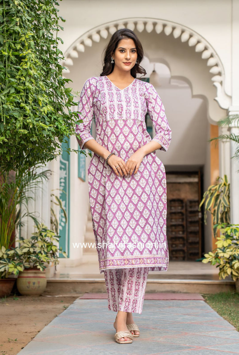 Shop hand block print kota doria suits online shopping (CSS97)