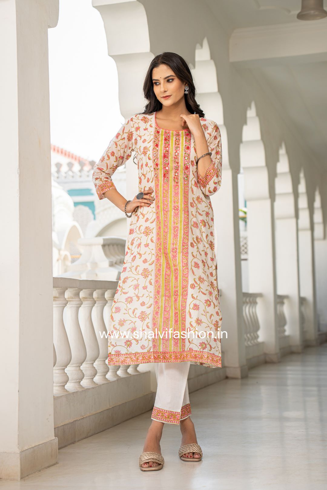 Shop traditional hand block print maheshwari silk suits online (CSS110)