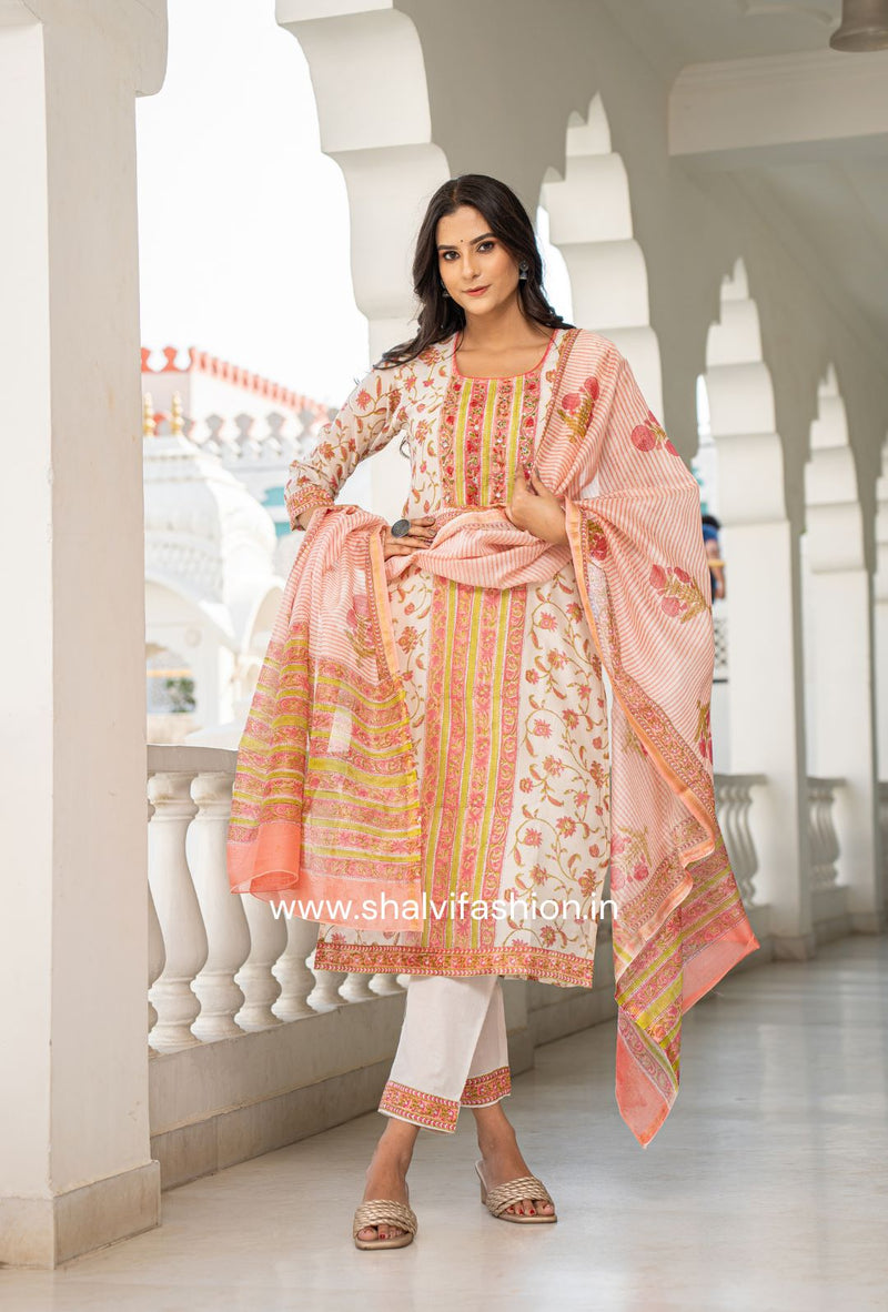 Shop traditional hand block print maheshwari silk suits online (CSS110)