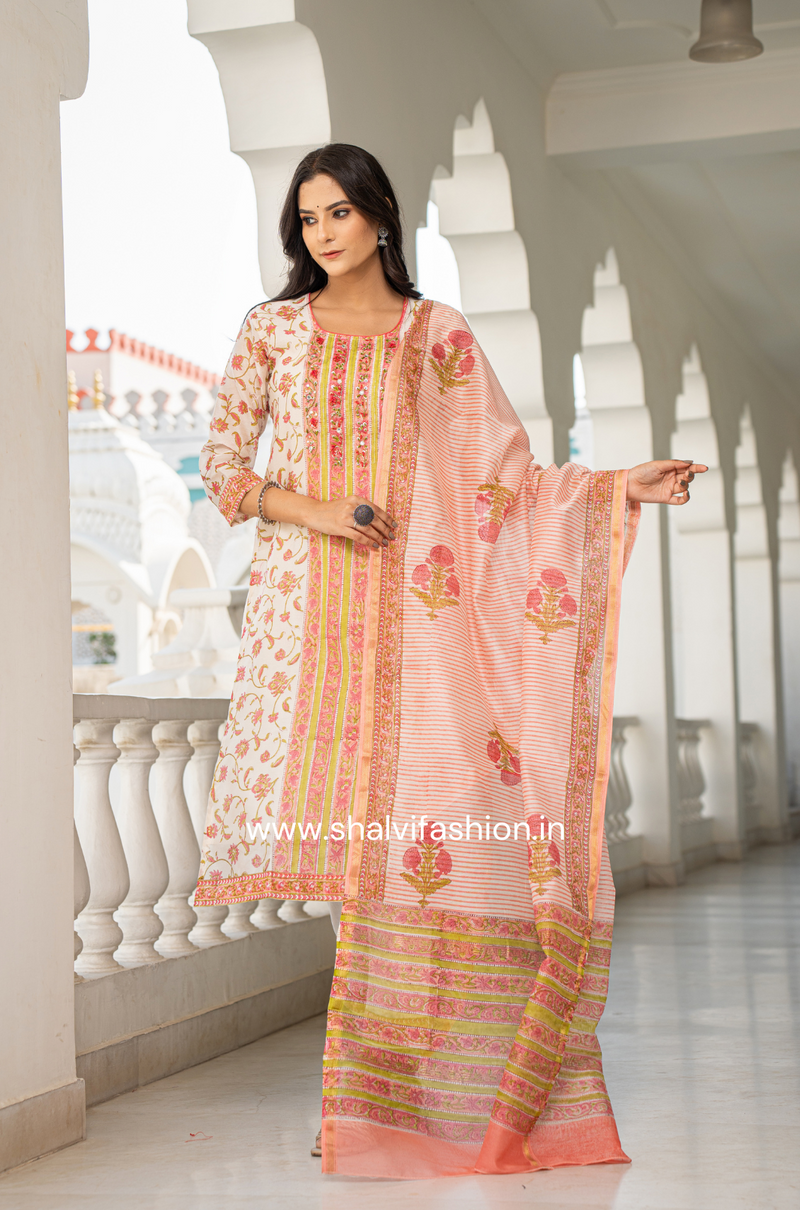 Shop traditional hand block print maheshwari silk suits online (CSS110)