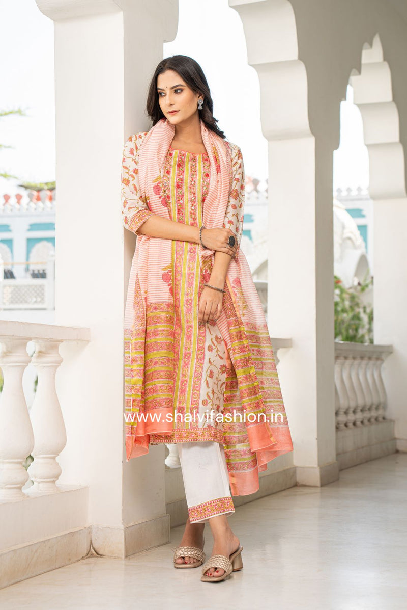 Shop traditional hand block print maheshwari silk suits online (CSS110)