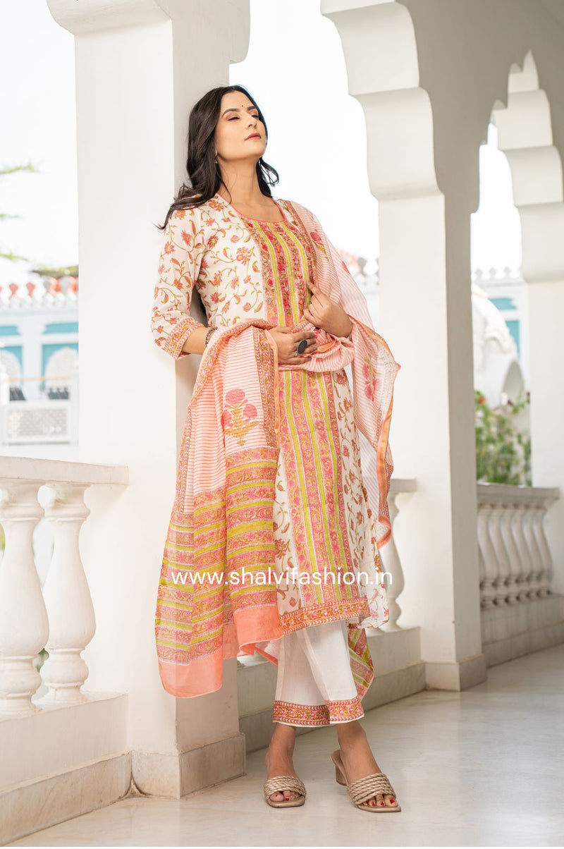 Shop traditional hand block print maheshwari silk suits online (CSS110)