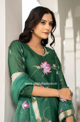 Shop hand painted chanderi silk suits with oganza dupatta (CSS113)