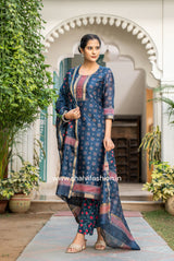 Shop hand block print maheshwari silk suits online (CSS114)