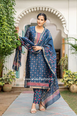 Shop hand block print maheshwari silk suits online (CSS114)