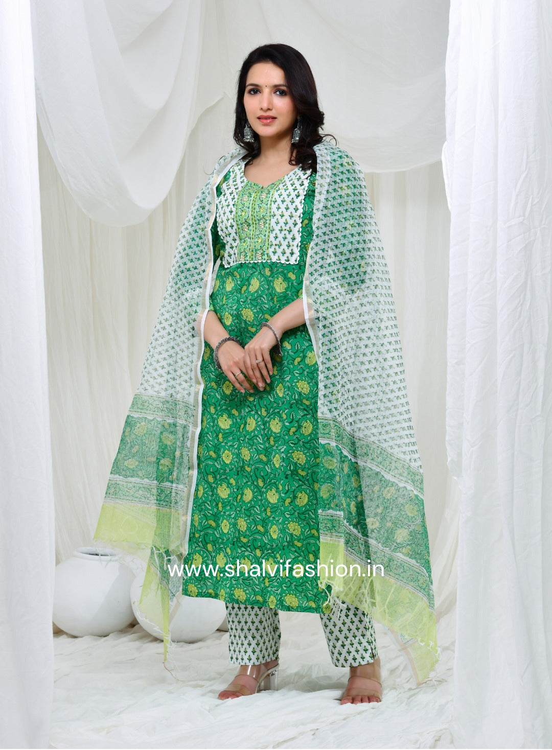 Shop block printed cotton suits with kota doria dupatta in jaipur (CSS127KD)