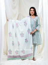 Shop hand block print cotton suits with mulmul dupatta (CSS130MUL)