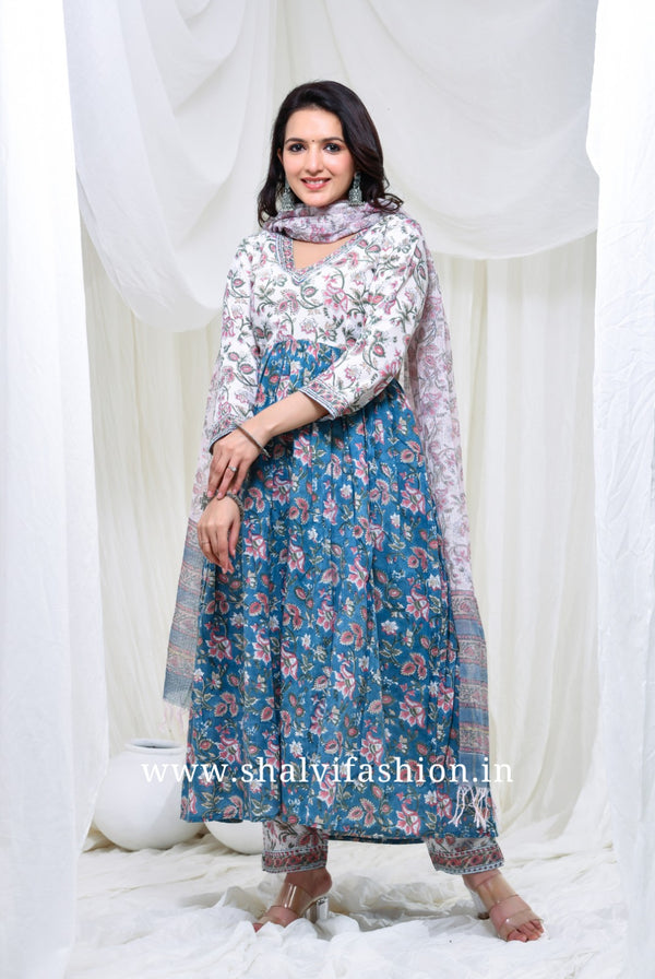 Shop hand block print cotton suits with kota dupatta online shopping (CSS135KD)