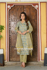 Shop hand block printed cotton suits with kota dupatta (CSS136KD)