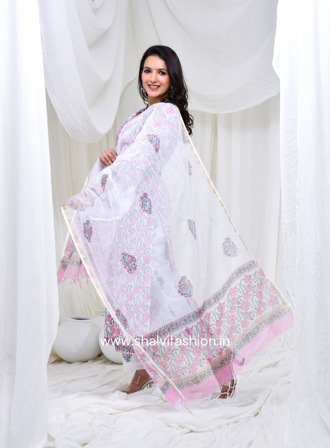 Shop block print cotton suits with kota dupatta (CSS146KD)