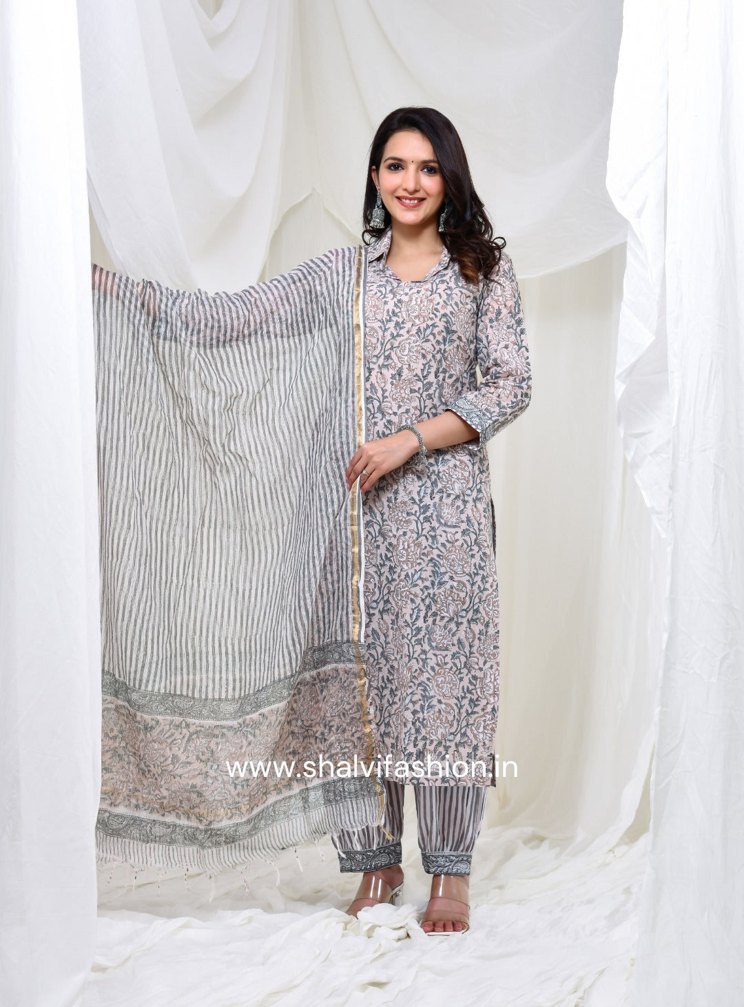 Shop hand block printed cotton suits in jaipur (CSS149KD)