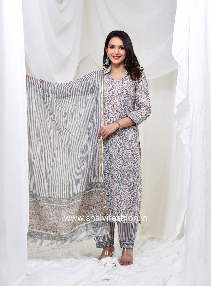 Shop hand block printed cotton suits in jaipur (CSS149KD)