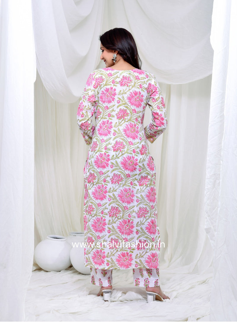 Shop hand block print kota dupatta cotton suits online (CSS150KD)