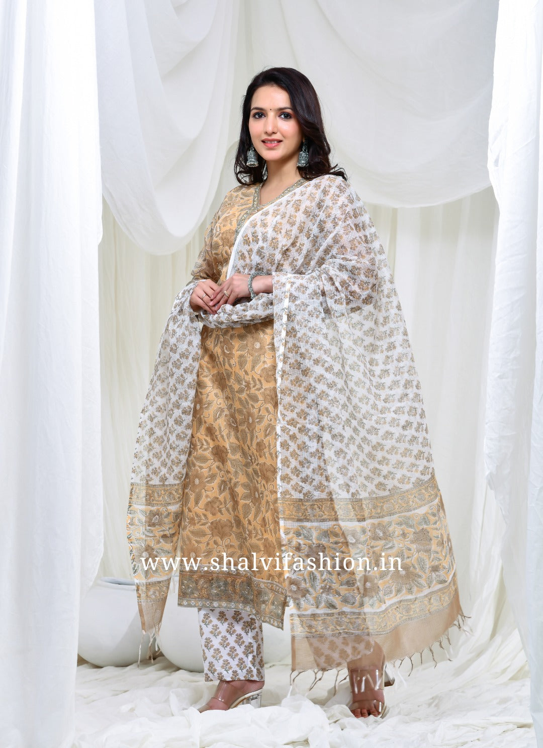 Shop hand block printed kota doria suits online (CSS151)
