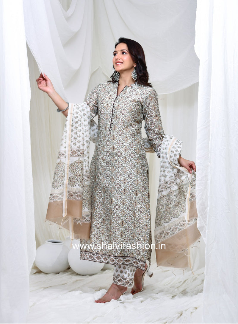 Shop hand block printed chanderi silk suits online (CSS155)