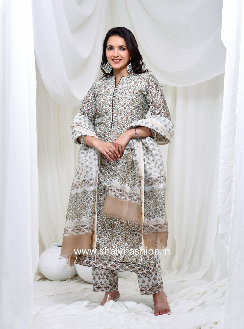 Shop hand block printed chanderi silk suits online (CSS155)