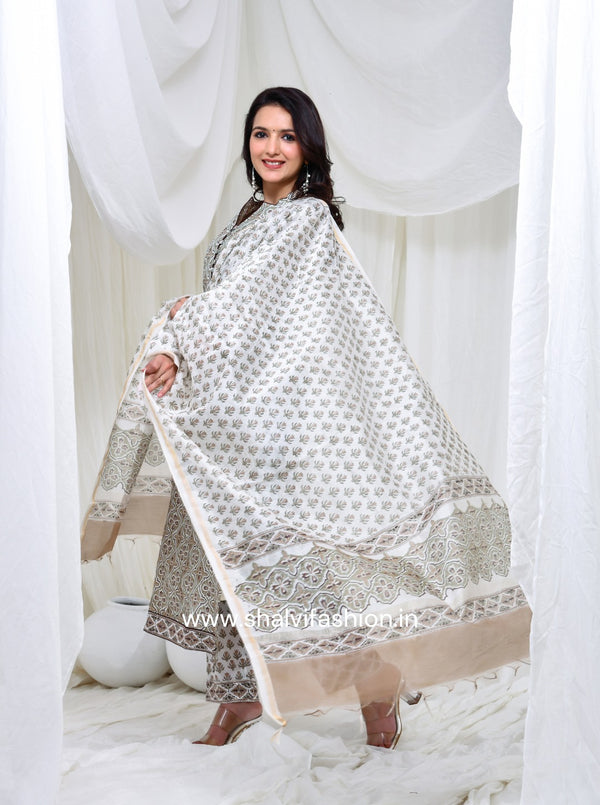 Shop hand block printed chanderi silk suits online (CSS155)