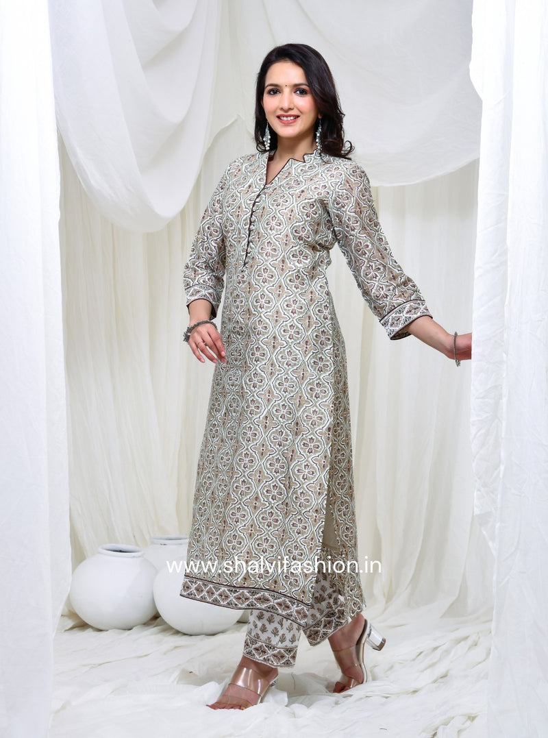 Shop hand block printed chanderi silk suits online (CSS155)