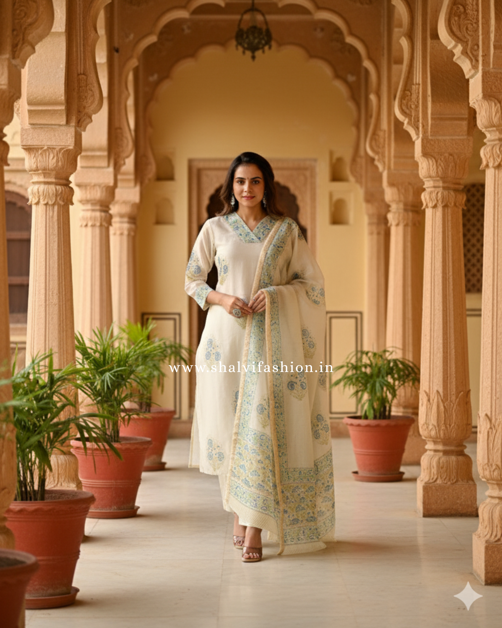 Shop block print chanderi silk suits online (CSS169)