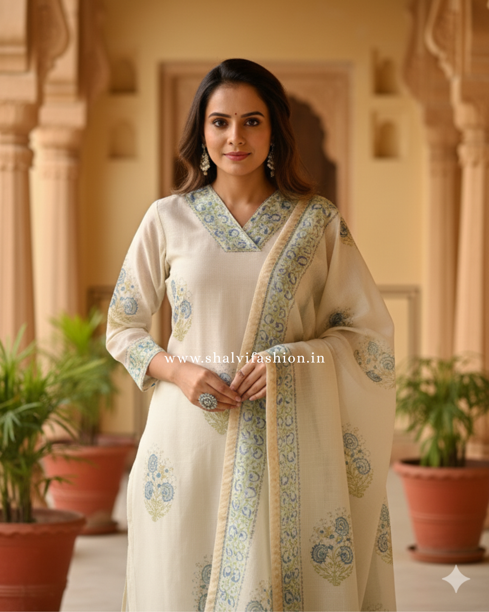 Shop block print chanderi silk suits online (CSS169)