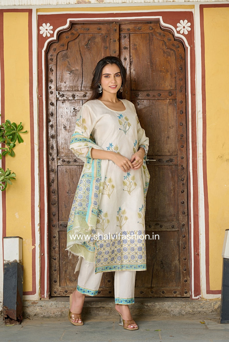 Shop jaipuri print chanderi silk suits online shopping (CSS172)