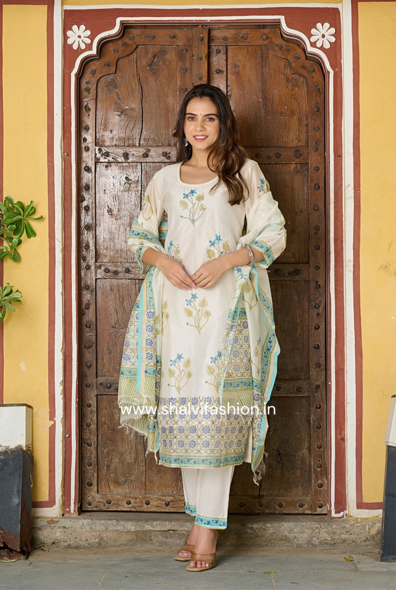 Shop jaipuri print chanderi silk suits online shopping (CSS172)