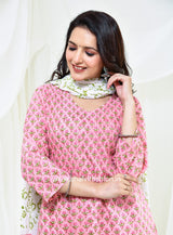Shop block print cotton suits with kota dupatta (CSS185KD)