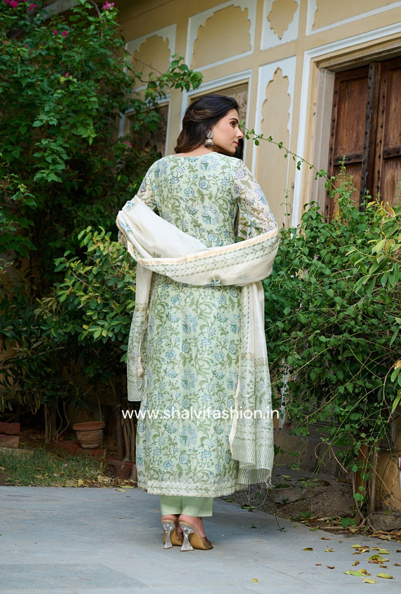 Shop hand block printed chanderi silk suits online (CSS188)