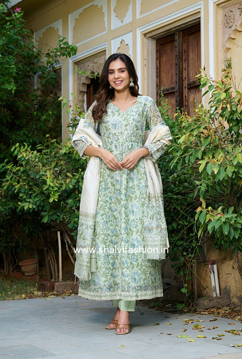 Shop hand block printed chanderi silk suits online (CSS188)