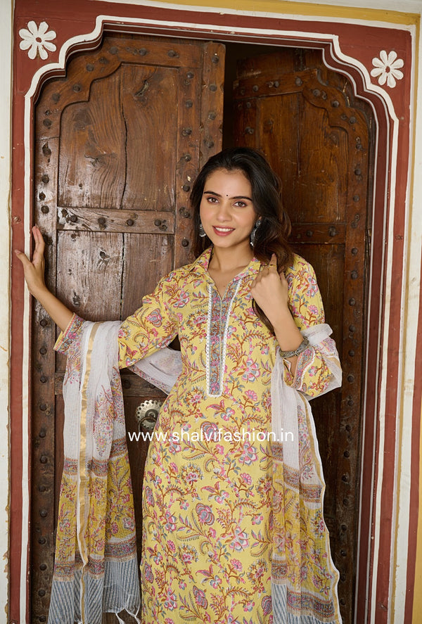 Shop block print cotton suits in jaipur (CSS194KD)