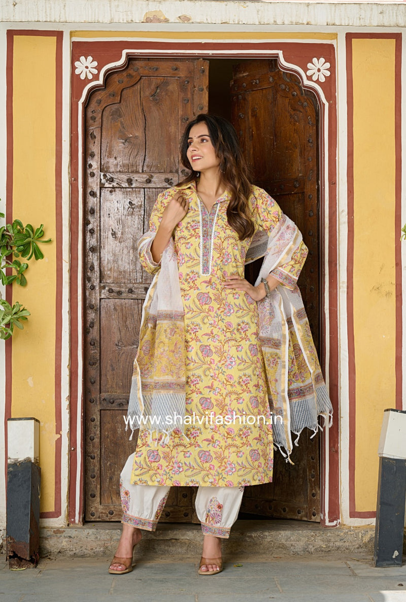 Shop block print cotton suits in jaipur (CSS194KD)