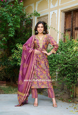 Shop hand blockprint chanderi silk suits (CSS197)