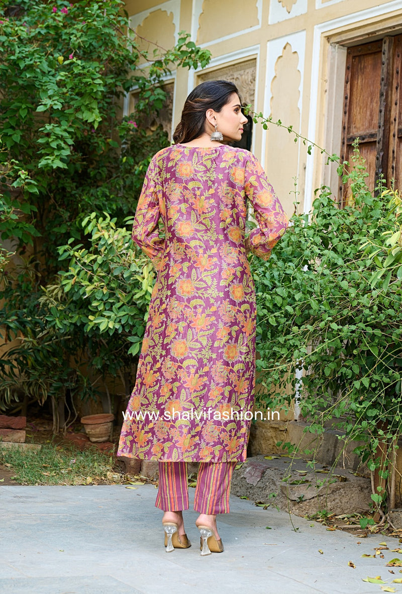 Sehera Jaal Print Chanderi Silk Suit Set (CSS197)