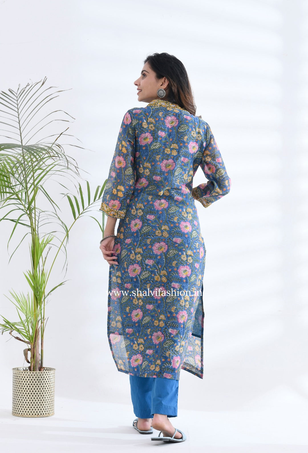 Shop hand block printed chanderi silk suits in jaipur (CSS212)
