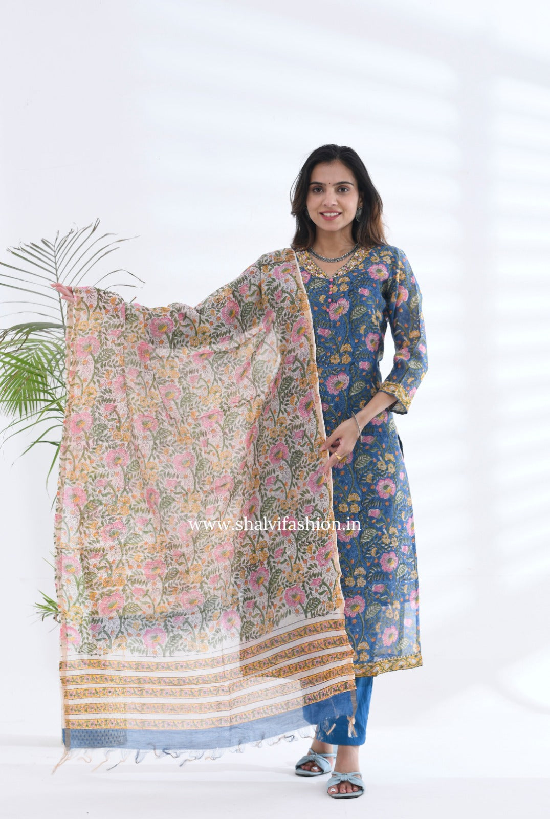 Shop hand block printed chanderi silk suits in jaipur (CSS212)