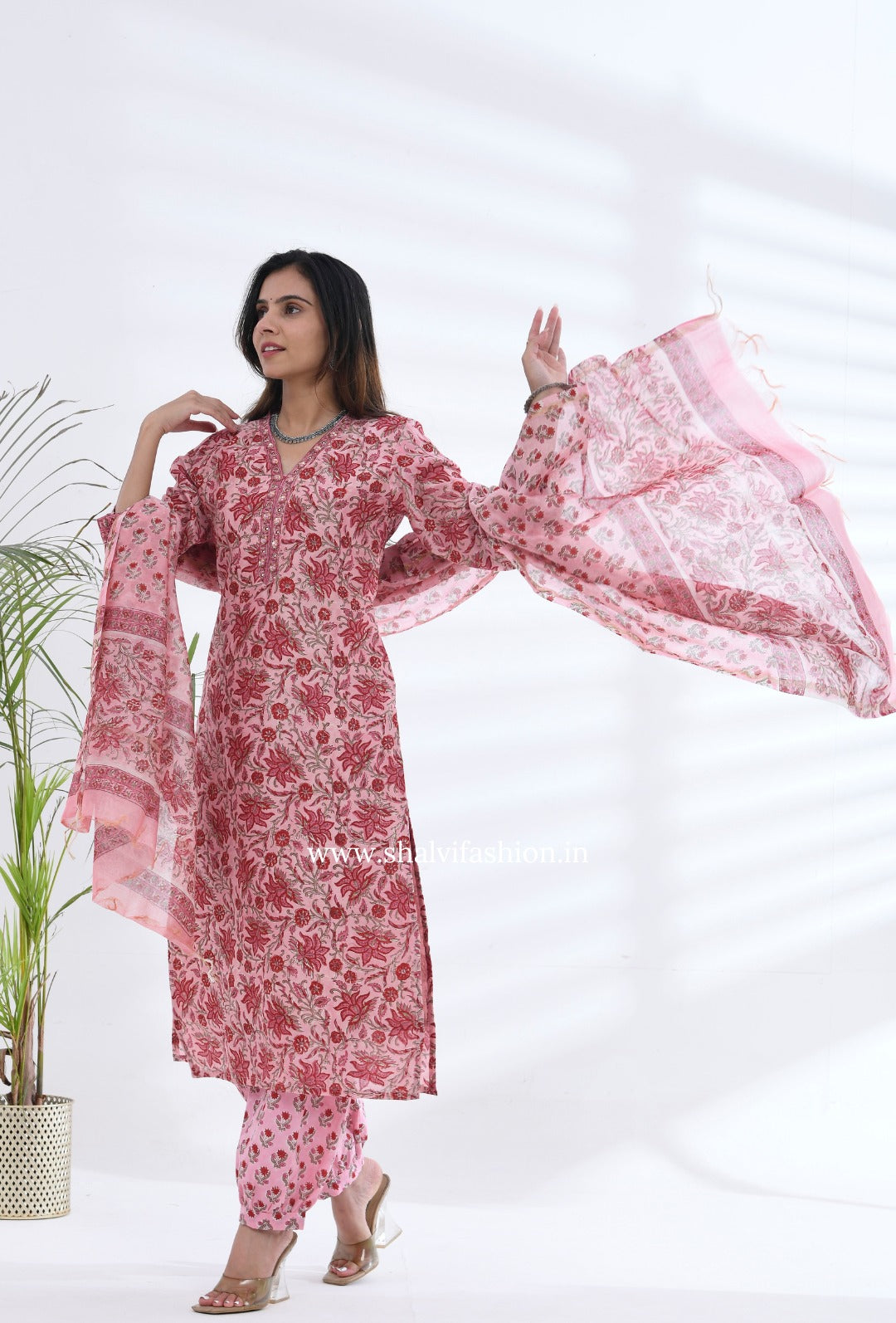 Shop hand block printed chanderi silk suits in jaipur (CSS213)