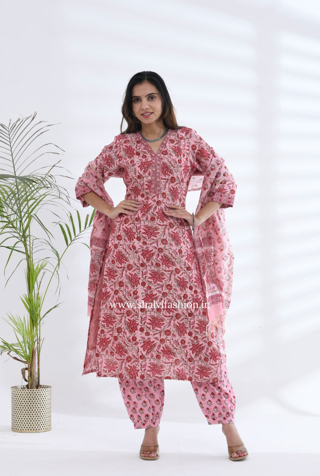 Shop hand block printed chanderi silk suits in jaipur (CSS213)