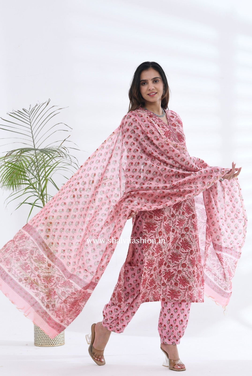 Shop hand block printed chanderi silk suits in jaipur (CSS213)