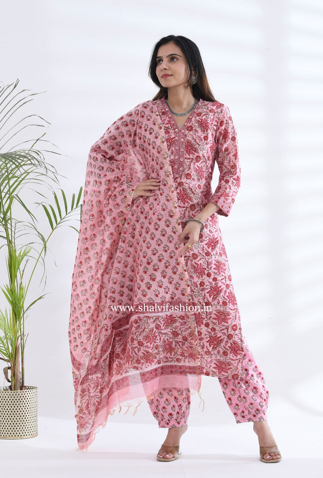 Shop hand block printed chanderi silk suits in jaipur (CSS213)