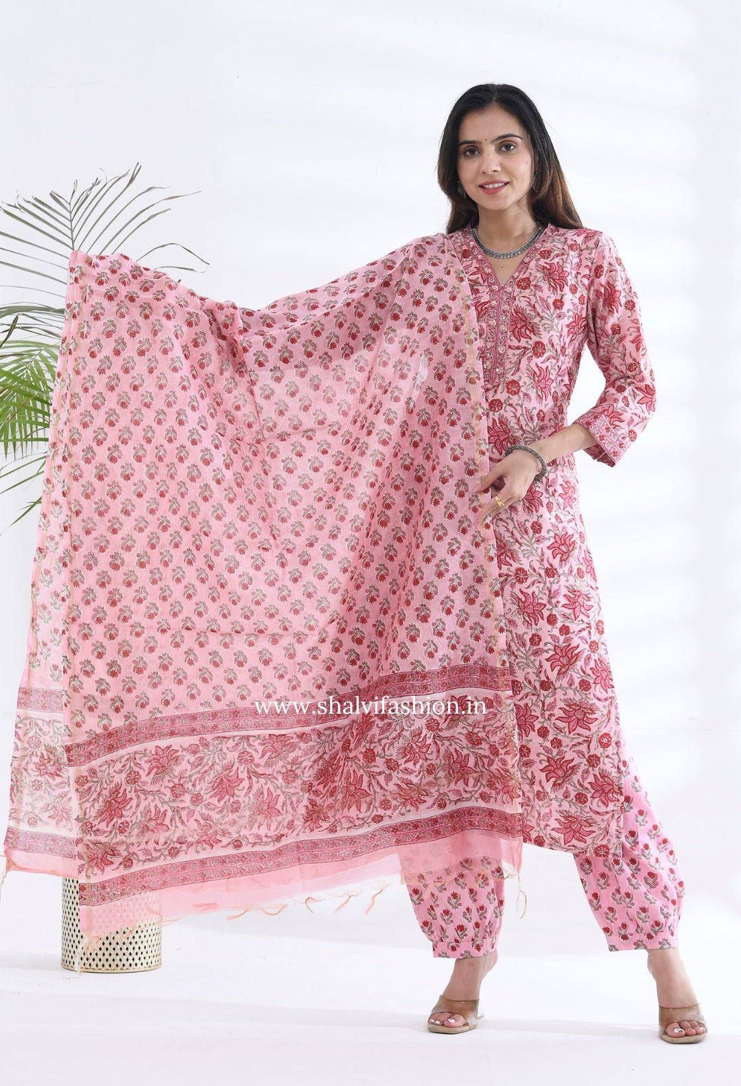 Shop hand block printed chanderi silk suits in jaipur (CSS213)