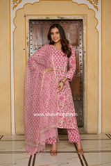 Shop hand block printed cotton suits with kota dupatta (CSS215KD)