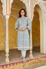 Shop block printed  kota dupatta cotton suits online (CSS219KD)