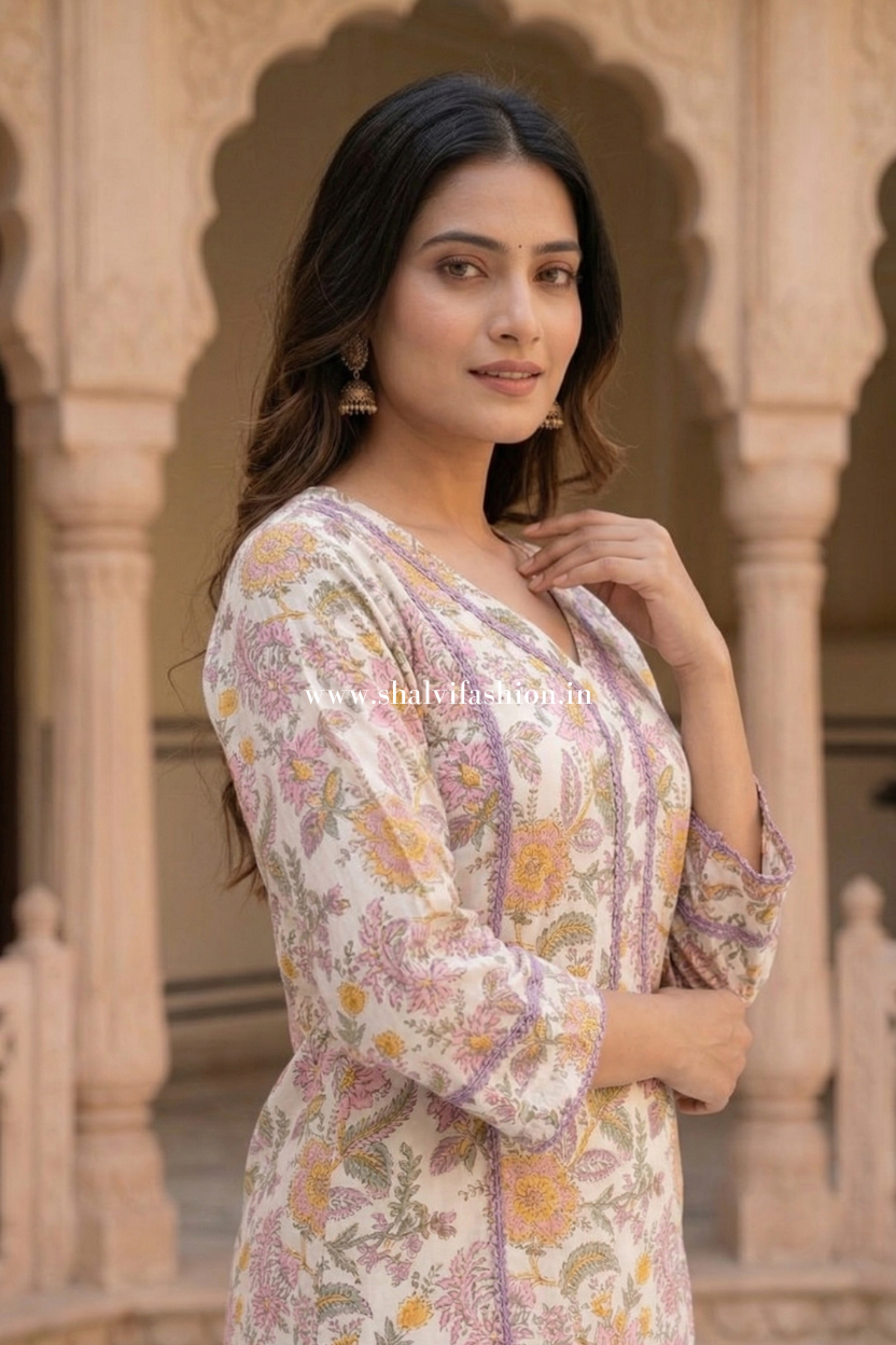 Shop hand block printed cotton suits in jaipur (CSS220KD)