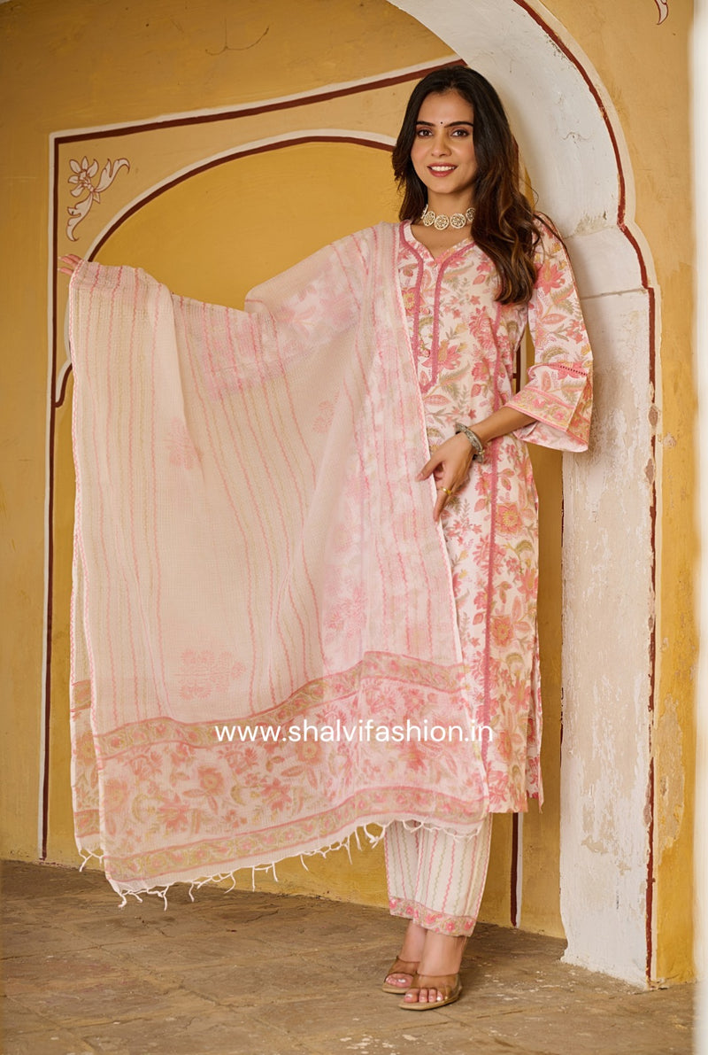 Designer Hand Block Print Cotton Suit Set (CSS220KD)