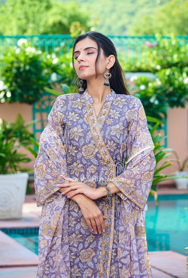 Shop block printed kota doria suits with kota dupatta (CSS222)