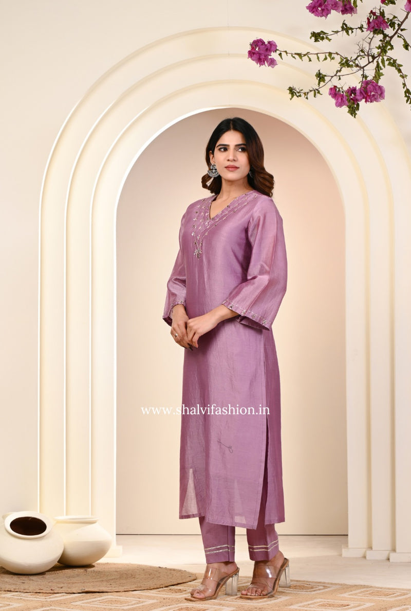 Shop zardosi work pure chanderi silk suits online (CSS227) 