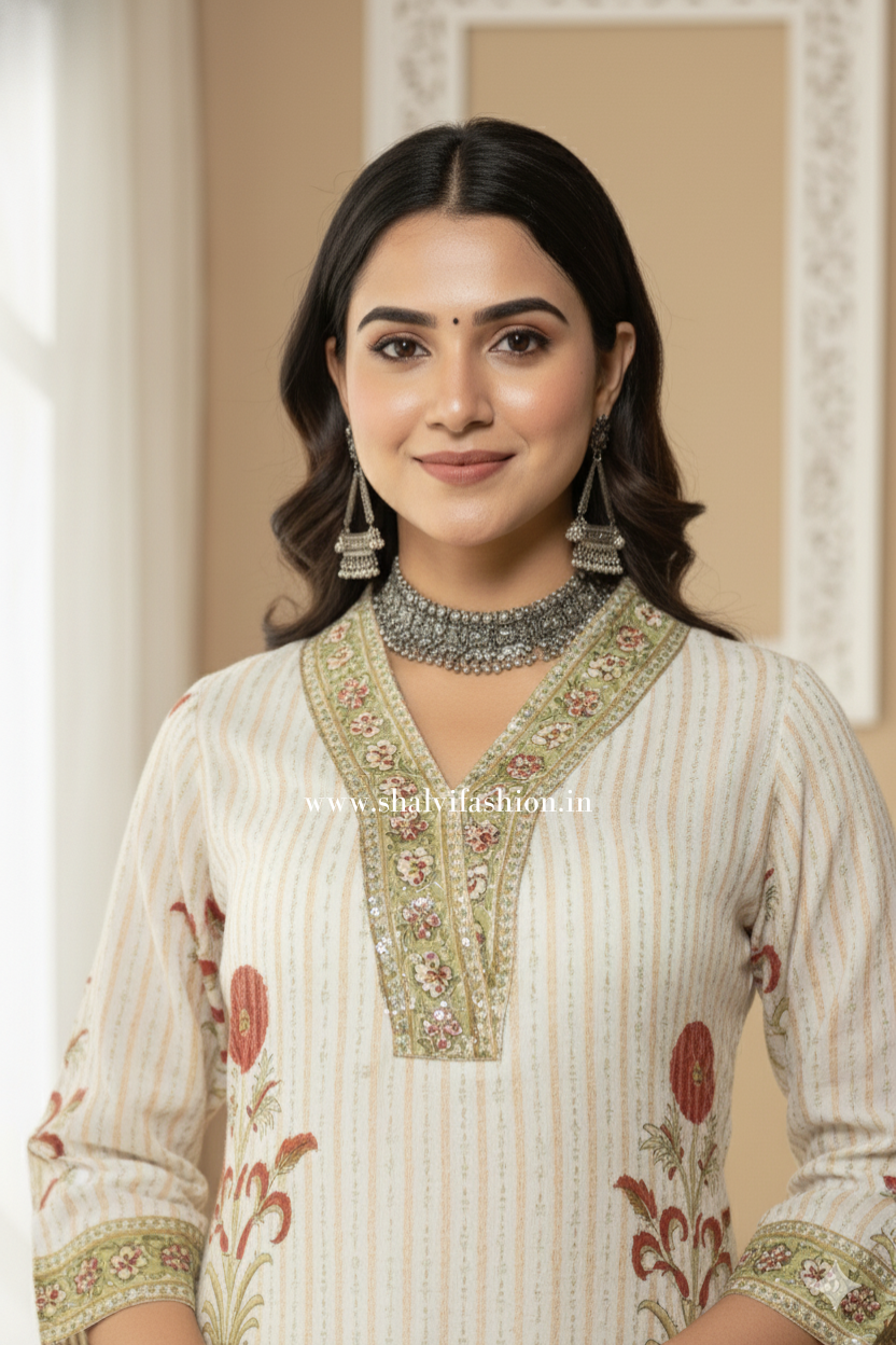 Exclusive Hand Block Print Mulmul Chanderi Suit Set (CSS232)
